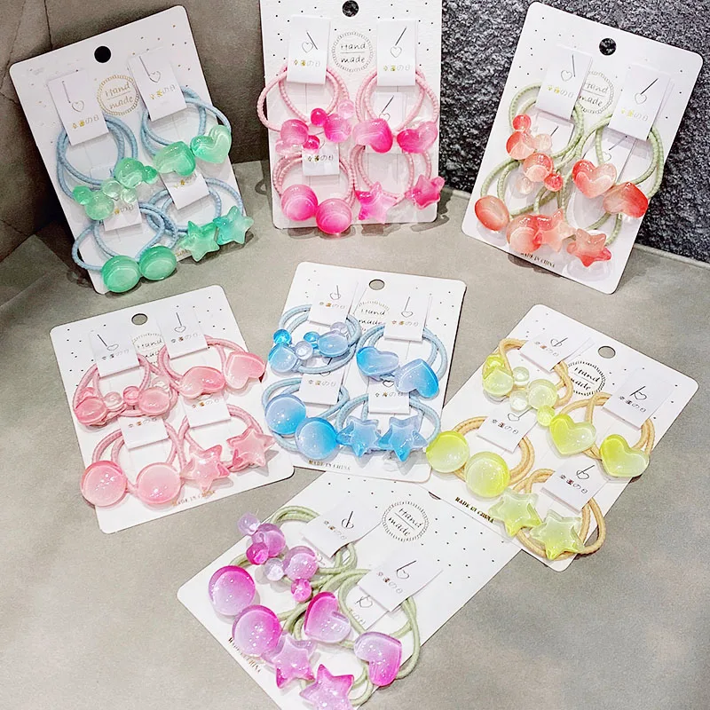 8 шт./компл. новые милые эластичные повязки для волос с красочными сердечками и