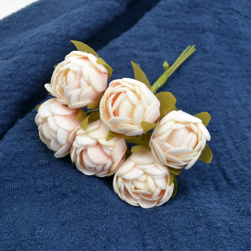 Искусственные цветы 6 шт./лот новый фланелевый букет из розового чая свадебное