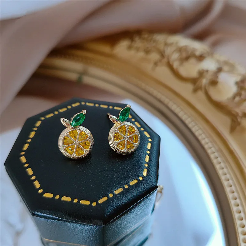 OBEAR 14K покрыто настоящим золотом в Корейском стиле креативный вишня оранжевый