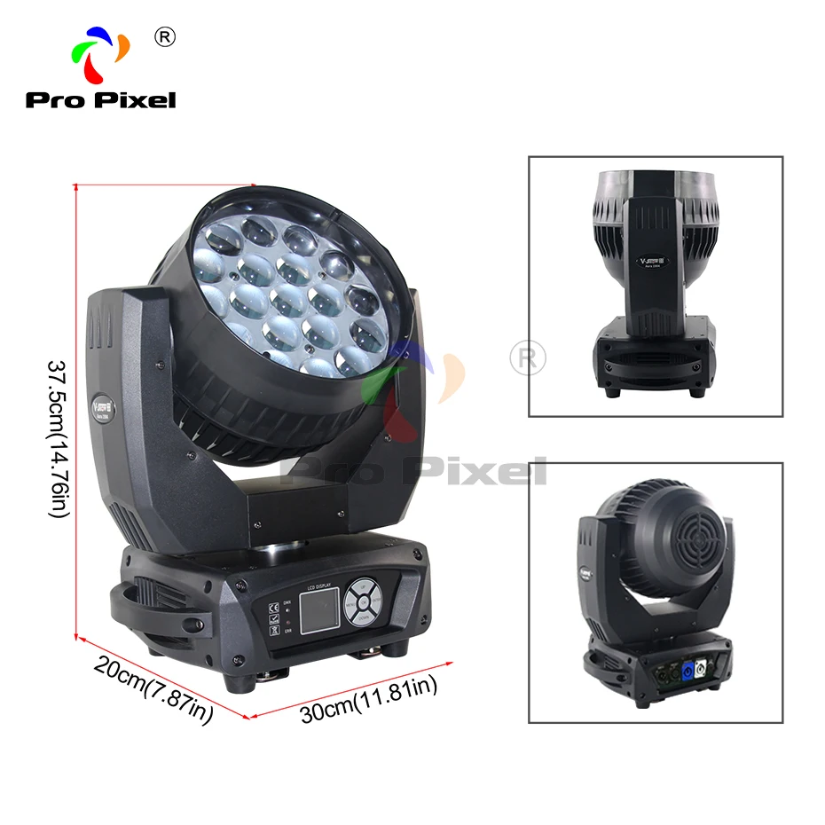 2 шт. AURA 19x15 Вт RGBW 4in1 луч мыть Moving головной светильник с переменным фокусным