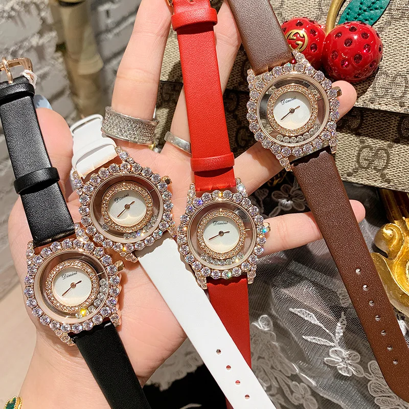 

Women Watches Luxury Creative Diamond Quartz Wristwatches Ladies Simple Leather Waterproof Wrist Watch Women Casual Female Clock
