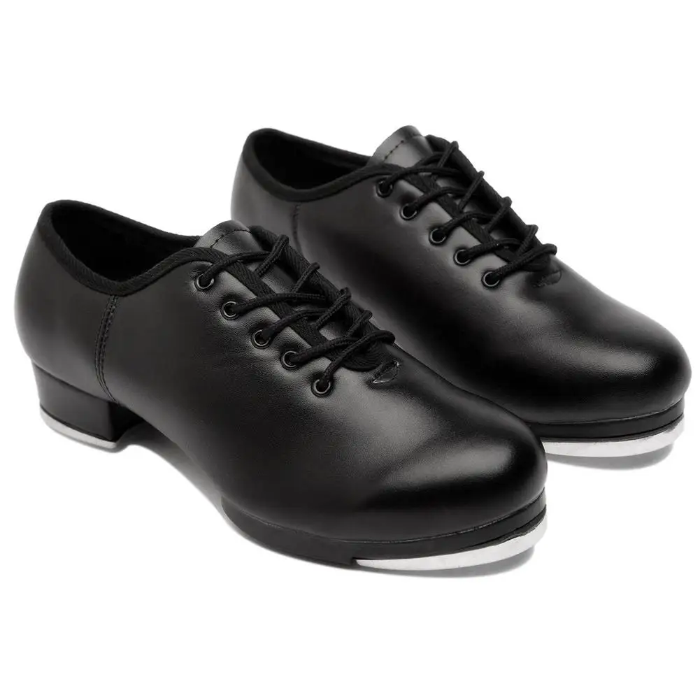 Leather Material Tap Shoes Women's Split Sole Jazz Tap Dance Shoes Adult/Unisex Lace Up Women Tap Shoes Dancing Shoes