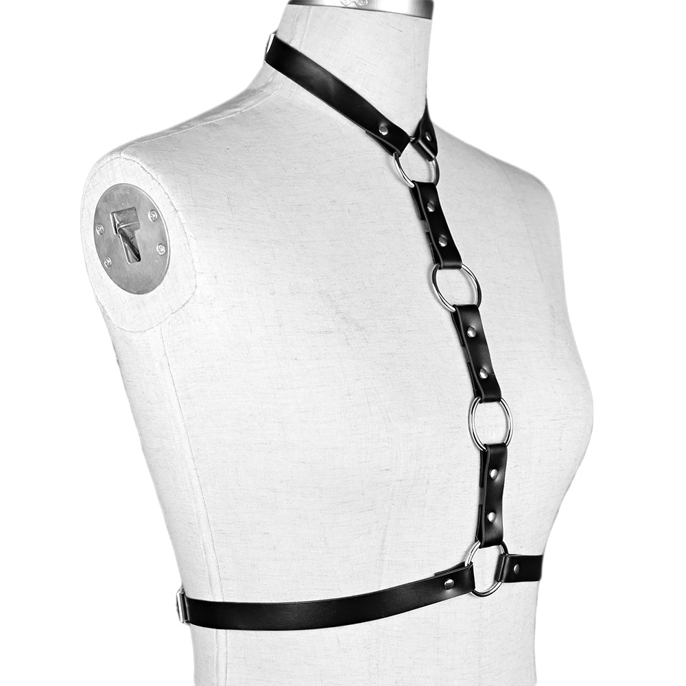 

2021 New Fashion Leather Chest Harness Sexy Lingerie Belt Adjustable Leather Garter Women Straps Exotic Waist Body Suspenders