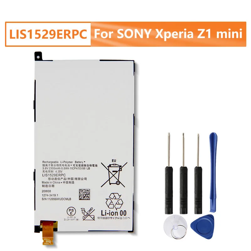 yelping LIS1529ERPC Phone Battery For SONY Xperia Z1 mini Xperia Z1 Compact D5503 M51W 2300mAh Free Tools