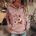4 # зимние принт лося женские рождественские свитера с длинными рукавами, пуговицами, воротником и карманами, регулируемые пуловеры на завязках