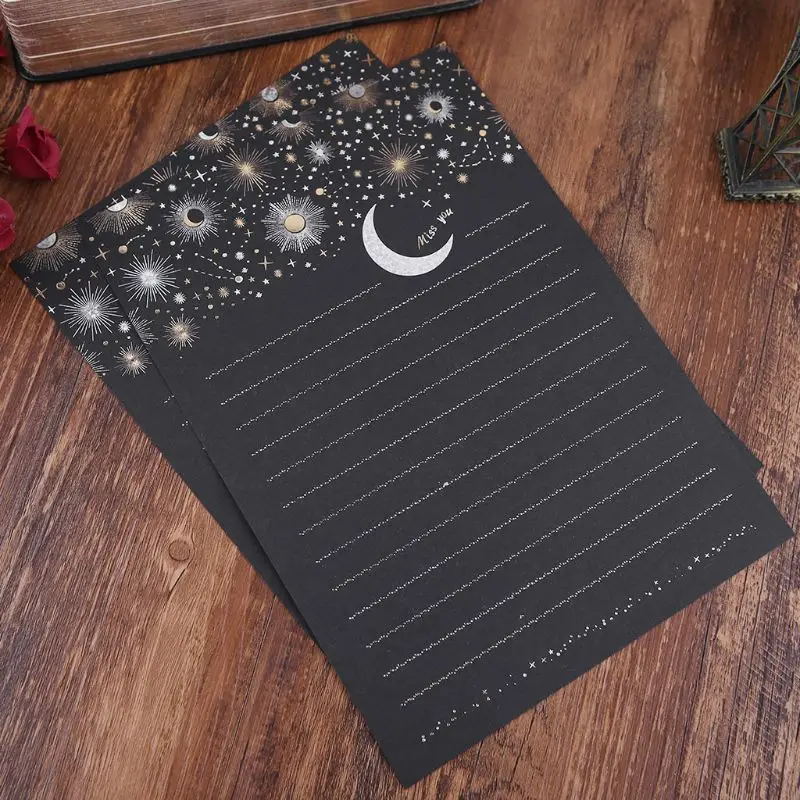 

T8DB 12pcs/pack Starry Sky Writing Letter Stationery Romantic Creative Small Fresh Japanese Style Letterhead Note Paper