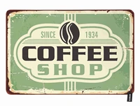 coffee shop tin sign retro lettering and coffee bean on old tin setting vintage metal tin signs for men women wall art decor for