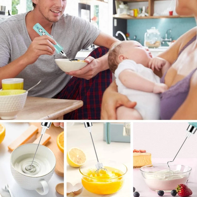 

Milk Frother, Rechargeable Milk Frother Electric 3 Speeds Milk Frother Handheld for Coffee, Chocolate