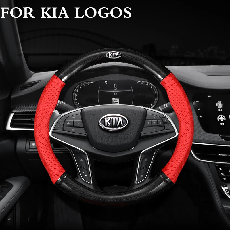 

Suitable Leather Car Steering Wheel Cover Non-slip For Kia Cadenza Carnival Forte K5 K900 Niro EV Plug-In Hybrid Rio Sedona KX5