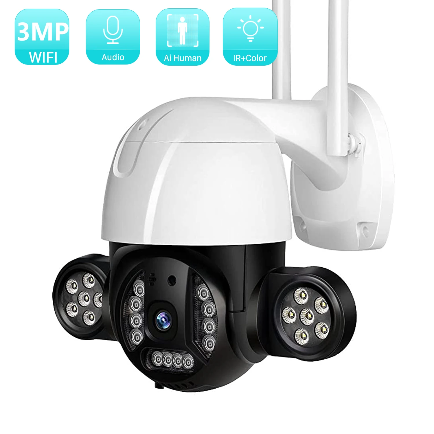 3MP Courtyard Illumination PTZ IP Camera WiFi Outdoor 5MP Color Night Vision Tracking CCTV Security Video Surveillance | Безопасность и