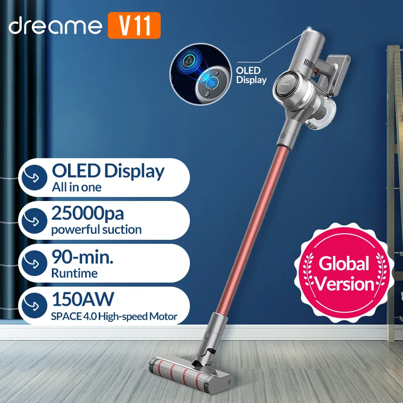 

2020 Dreame V11 Handheld Vacuum Cleaner For Home Car Wireless Sweeping 25000Pa Strong Cyclone Suction Multi Brush Dust Catcher