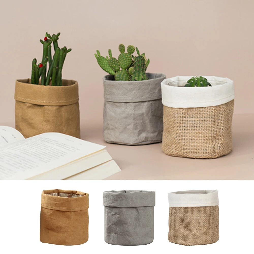 Plant Pot Coat Kraft Paper Basket Flower Cover Waterproof Multifunctional Cosmetic Bag Reusable For Home Decor | Дом и сад