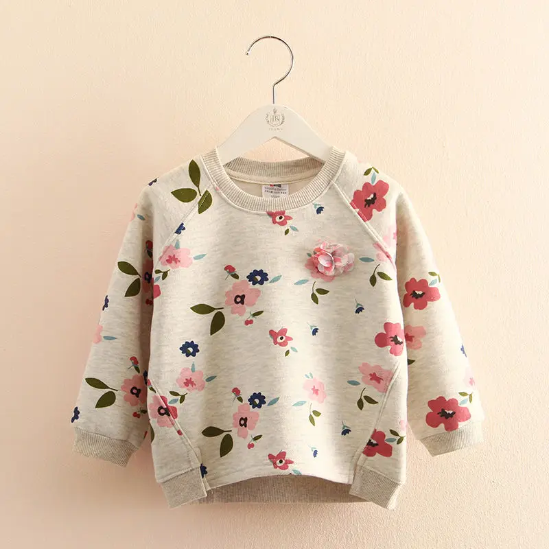 

Flower sweater spring and autumn new girls' children's wear children's leisure long sleeve coat