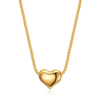 fashion gold color tiny minimalist smooth heart pendant necklace for women jewelry valentines day gift