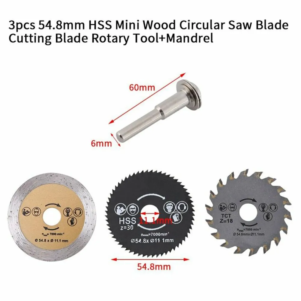 

Cutting Saw Blades High Mandrel Mini Rotary Speed Steel Tool Wood 3PCS