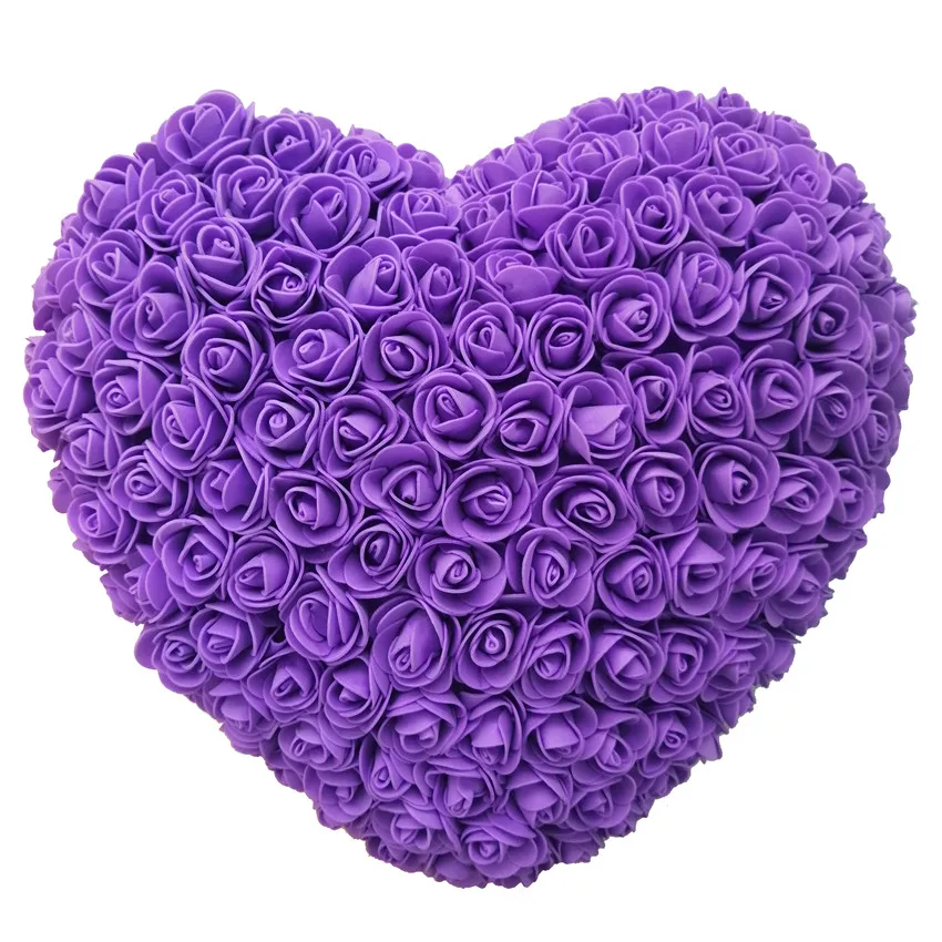 purple heart Красочные в форме сердца розы искусственные DIY ручной работы Цветы Романтический День Святого Валентина и свадебные подарки для девушки - Цвет: purple heart