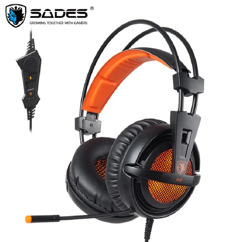 SADES A6 USB игровая гарнитура профессиональные Накладные наушники 7 1 объемный звук