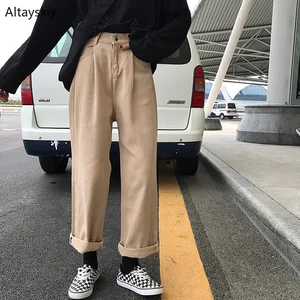 Джинсы женские, свободные, с высокой талией, широкие, универсальные, в Корейском стиле, в стиле Харадзюку