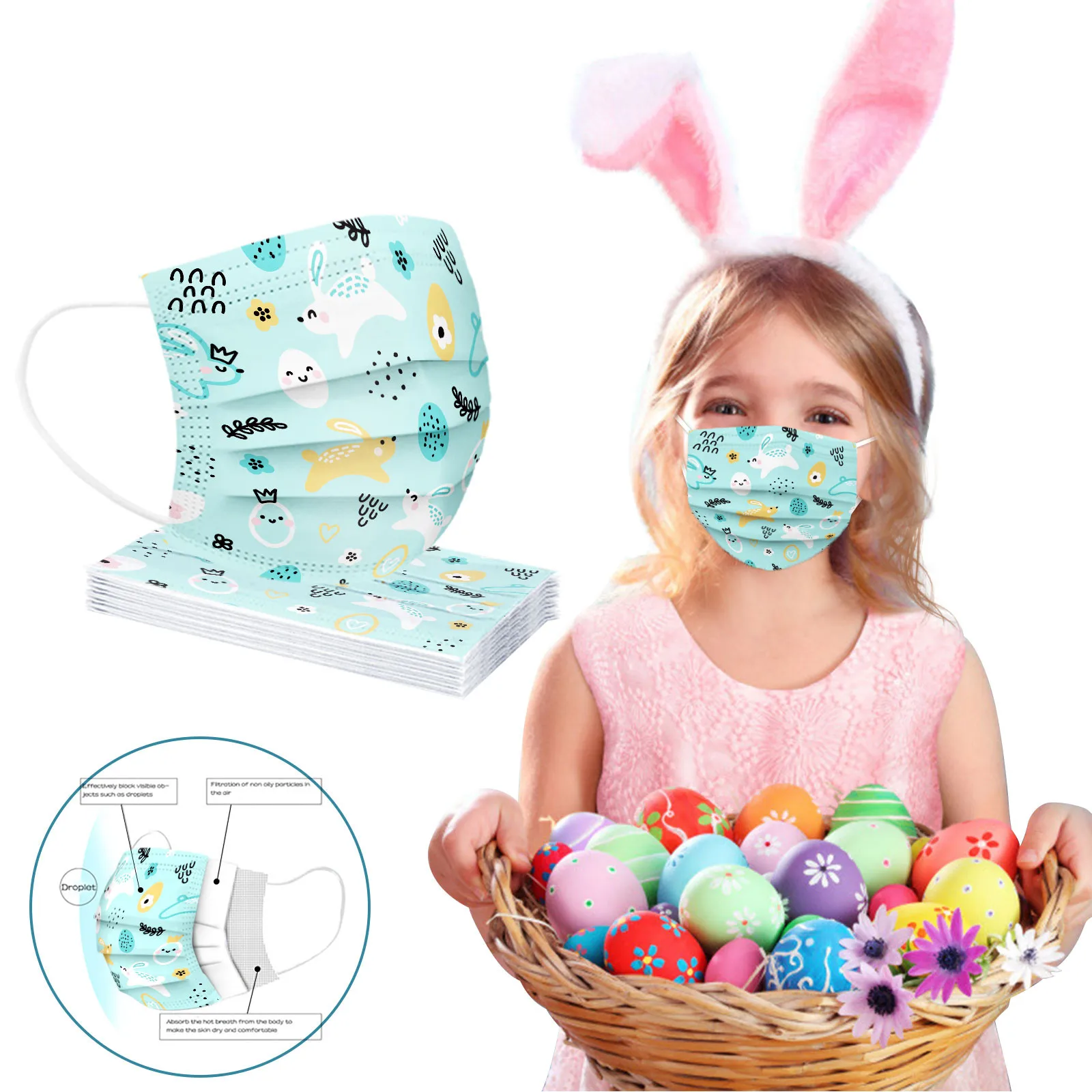 

Child Easter Printing Breathable Disposable Three-layer Mask