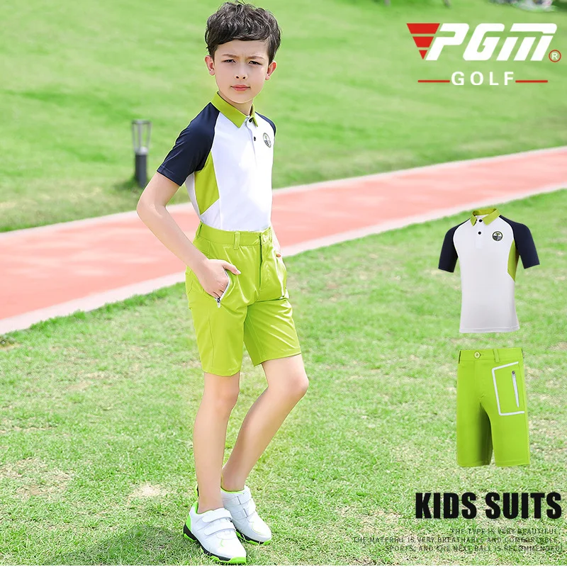 

Pgm Children Boys Golf Clothing Sets Summer Boy Short Sleeve T Shirt Elastic Pocket Shorts Breathable Sports Golf Wear D0784