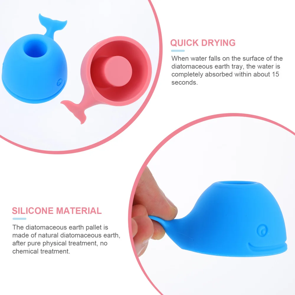 

2pcs Whale Toothbrush Rack Whale Shape Silicone Mini Baby Toothbrush Holder