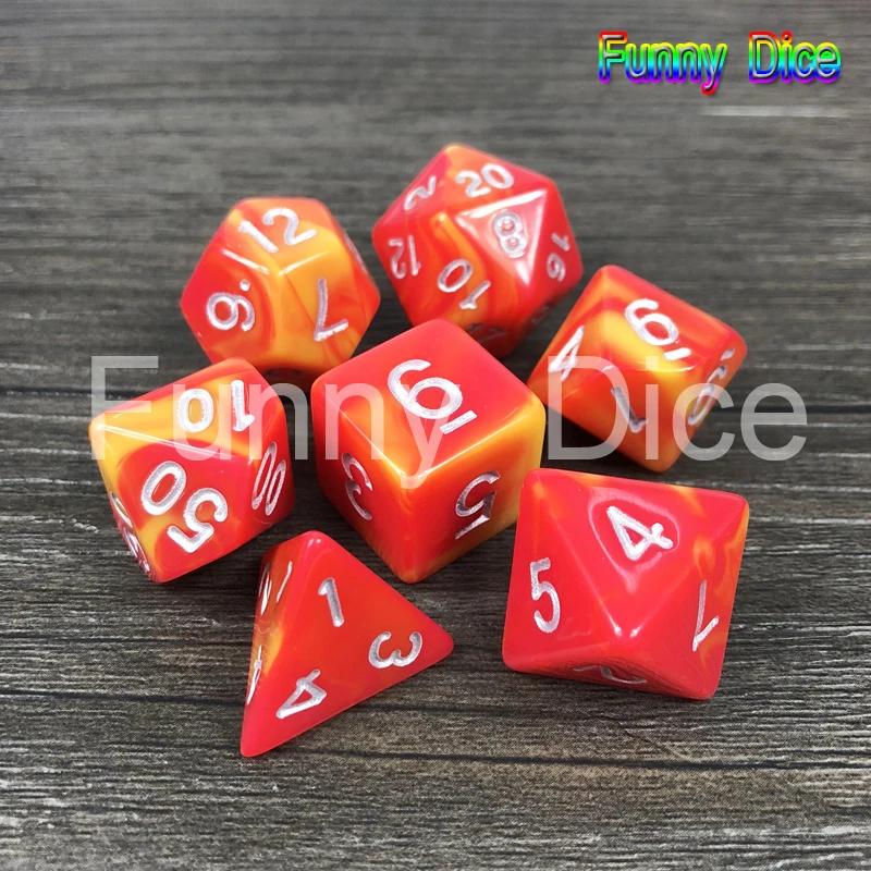 Разноцветные 2 цвета s многогранные кубики 7 игральные кости набор для DnD RPG игр