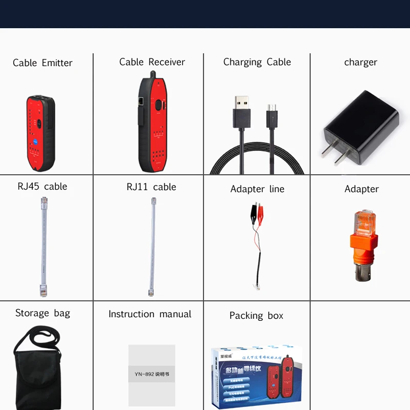Line finder YN-892 тестер сетевого кабеля перезаряжаемый провод LAN электрическая линия Poe