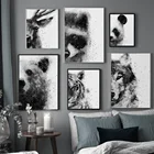 Настенная картина с изображением медведя, волка, оленя, панды, тигра, енота, животных, Картина на холсте, нордическая Настенная картина для гостиной, Декор