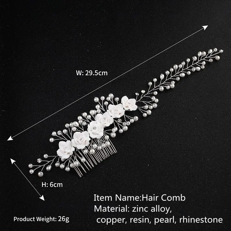 Гребень для волос с белыми цветами свадебные аксессуары невесты ювелирные
