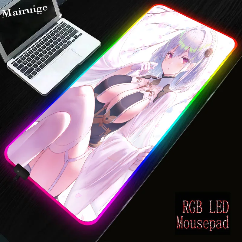 Mairuige Сексуальная аниме девушка RGB светодиодный Большой заблокированный коврик