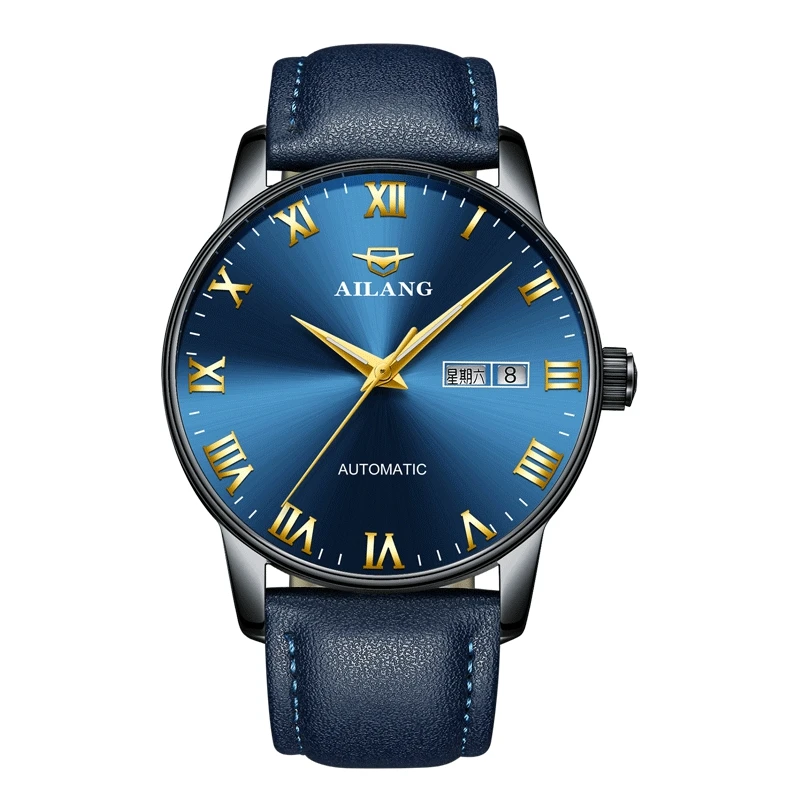 

AILANG Certified Genuine Elang Machinery Watch Fully Automatic Waterproof Tritium Brand Noctilucent Leather Fashion Men's Watch