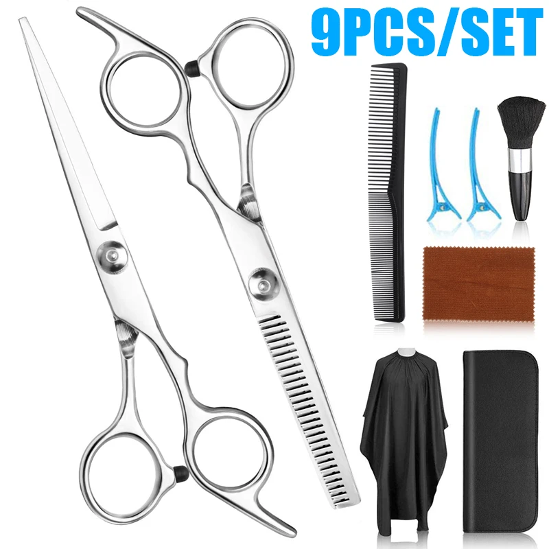 

Professional Hairdressing Scissors Kit Hair Cutting Scissors Barber Salon Hairdresser Tool Tail comb Cape Hair Cutter Comb Set