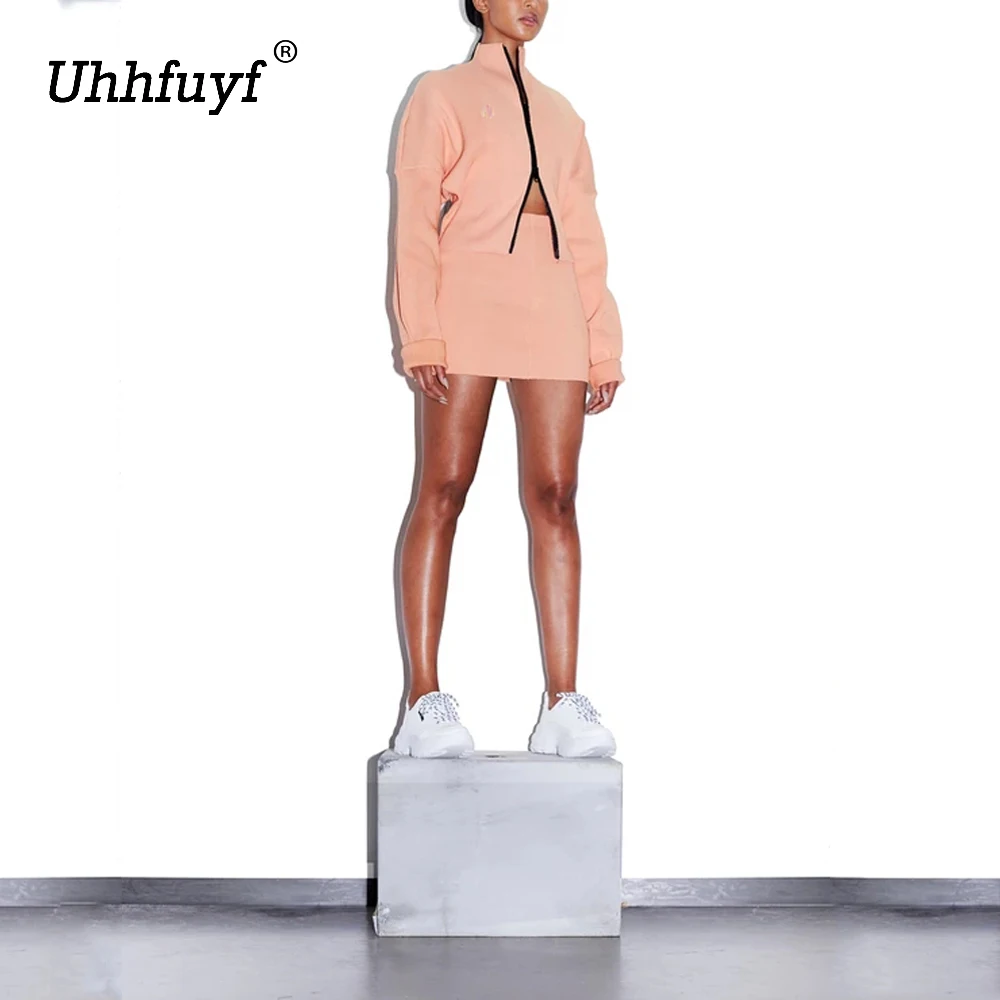 Uhhfuyf комплект из двух предметов женская одежда ребристая молния регулируемая 2020