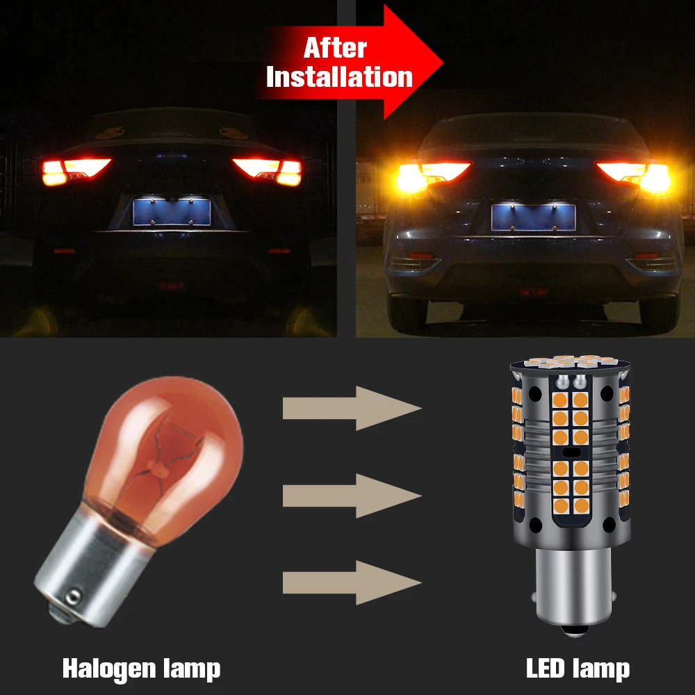 2pcs LED Turn Signal Light Blub Lamp PY21W 7507 BAU15S Canbus For Hyundai Creta Genesis Getz i10 i20 i30 i40 ix35 Solaris | Автомобили и