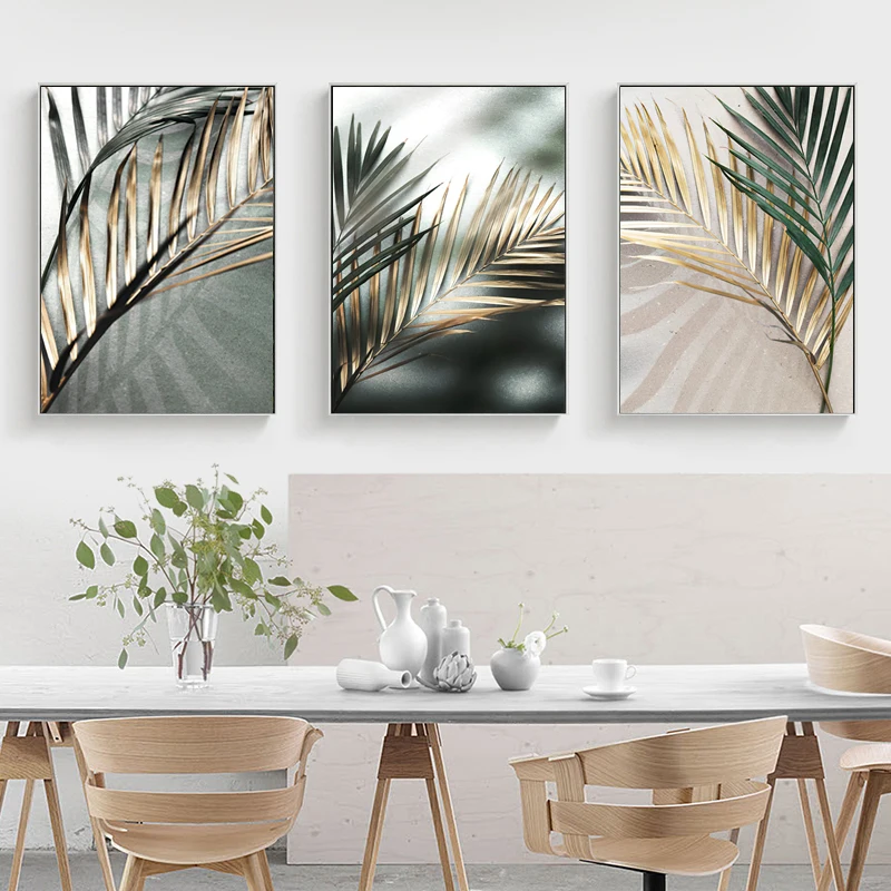 

Nordic Wall Art Golden Palm Leaf Plant Canvas Painting Poster Print Botanical Decoration Picture Artwork Home Decor