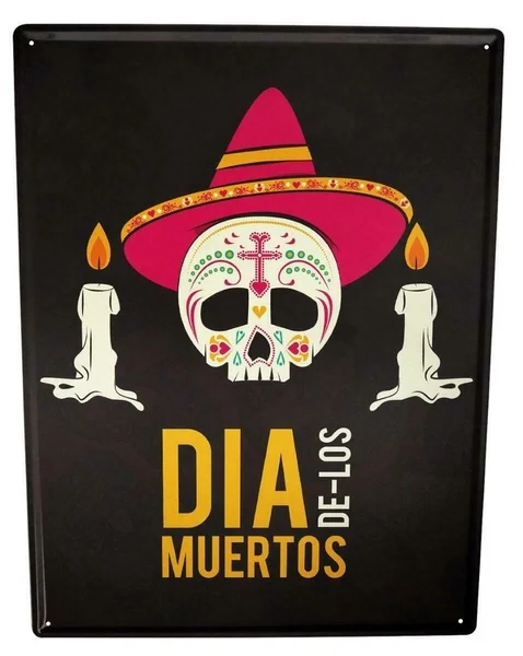 

Tin Sign Fun Ravtive Skull Sombrero