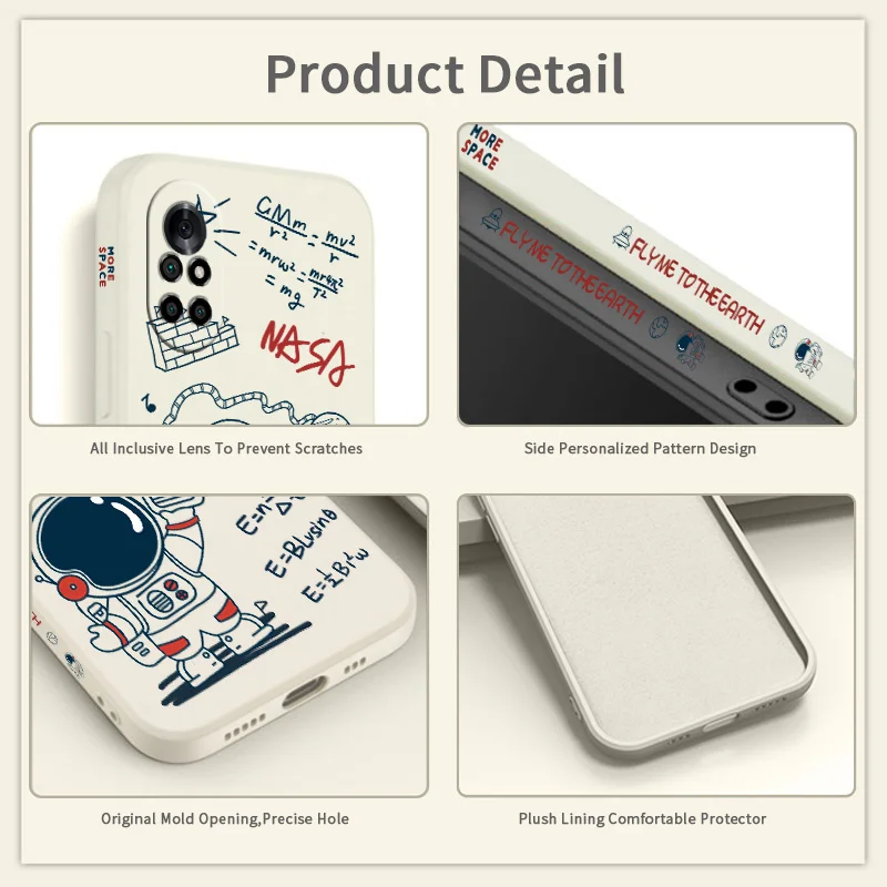 

Cute Astronaut Pattern For Huawei Nova8 8Pro 8SE Nova 7 7Pro 7SE 6 6se 5 5Pro 5Z 5I 5Ipro 4 4E Side Print Liquid Silicone Case