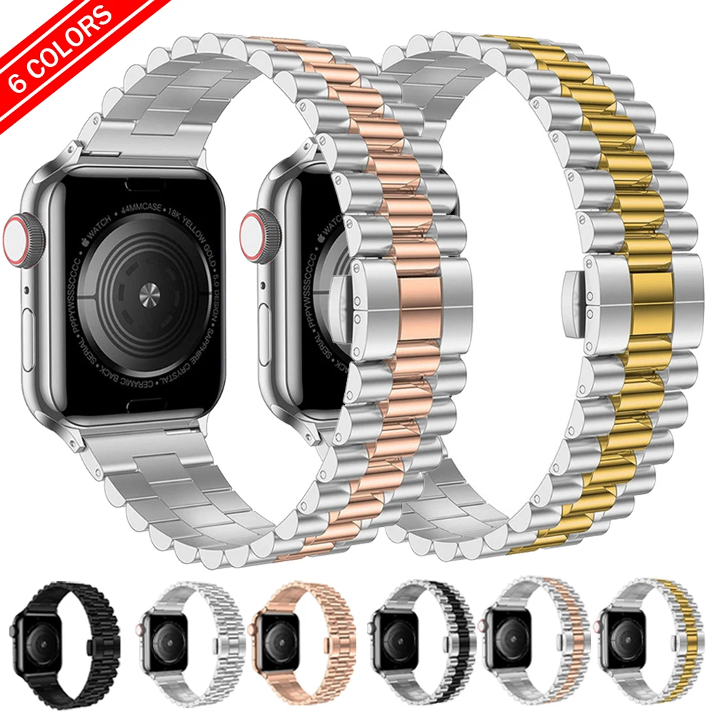 

Металлический ремешок из нержавеющей стали для Apple Watch Band 6 5 4 SE 44 мм 40 мм, браслет для iwatch Bands 3 38 мм 42 мм, аксессуары