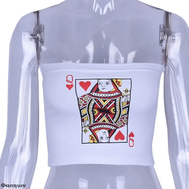 Винтажный облегающий топ в стиле покера Дамский бюстгальтер без бретелек