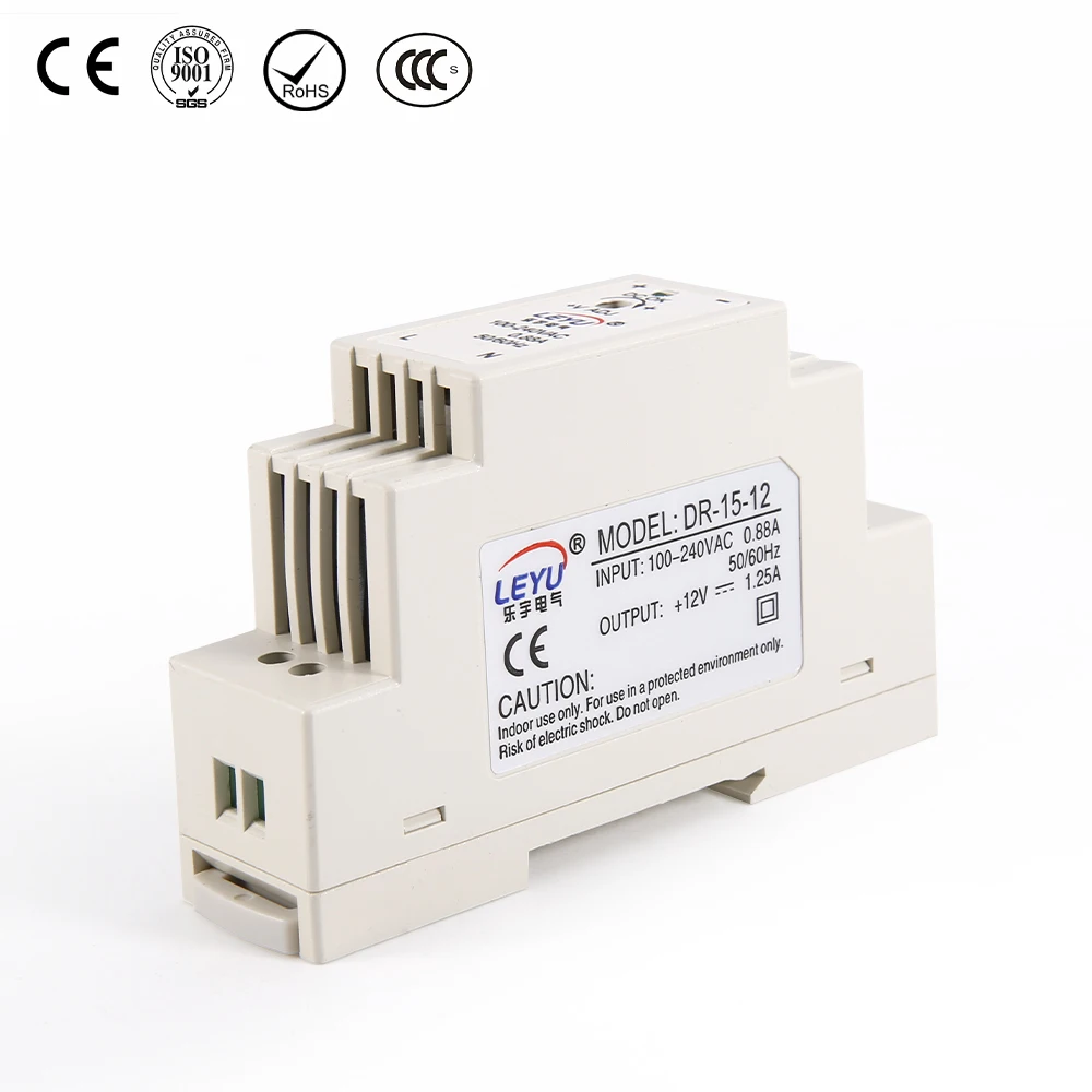 Фото Din риал DR-15-15 1A AC к DC импульсный источник питания для светодиодного освещения №1