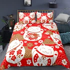 Комплект постельного белья из 23 предметов, Роскошный домашний текстиль в японском стиле с цветами вишни, покрывало, пододеяльник, наволочки