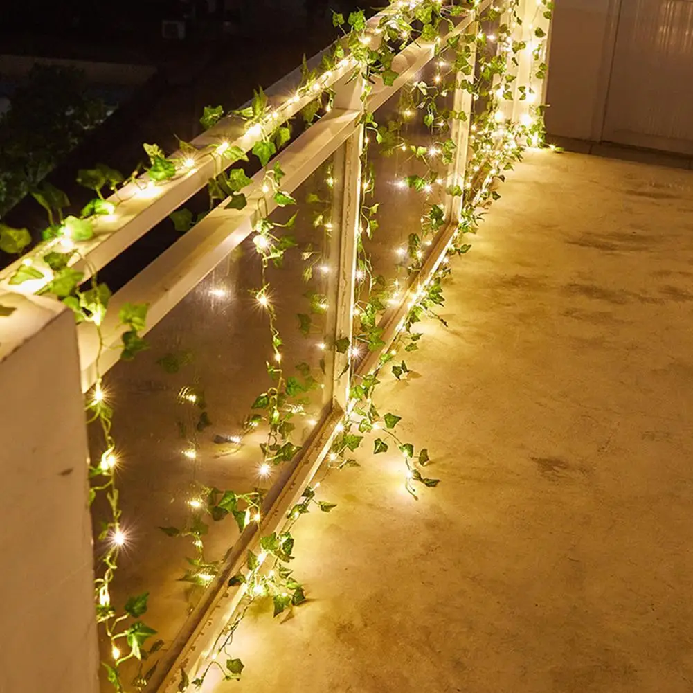 

Solar Green Rattan String Lights Automatically Start Fence Garden Home Night Lighting Decoration