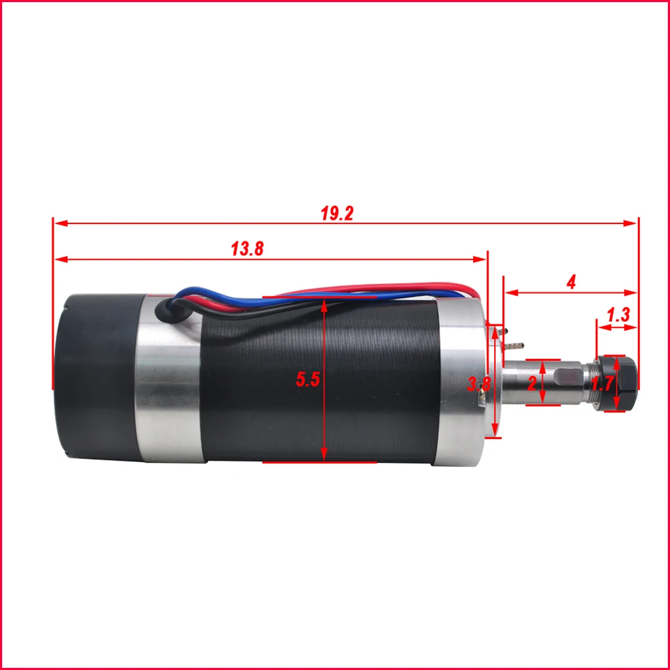 Бесщеточный электродвигатель вращения шпинделя 500 Вт с ЧПУ ER11 55 мм воздушным