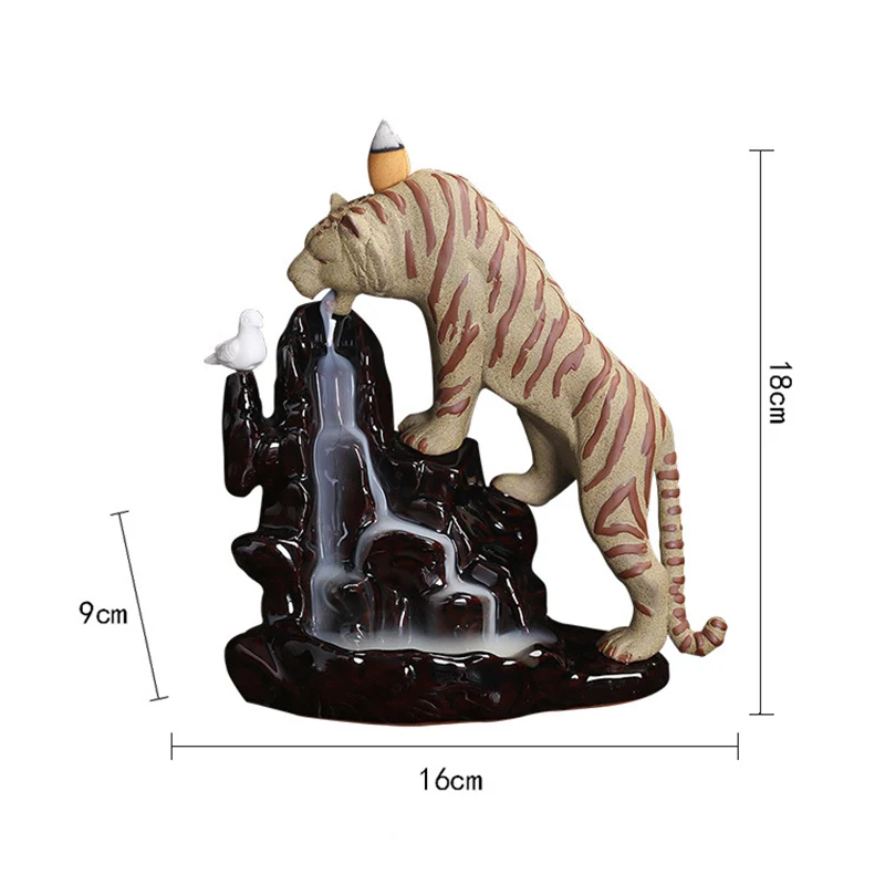 

Tiger Backflow Incense Burner Dragon Big Ceramic Cone Censer Incense Waterfall Living Room Decorations for Home Incense Base