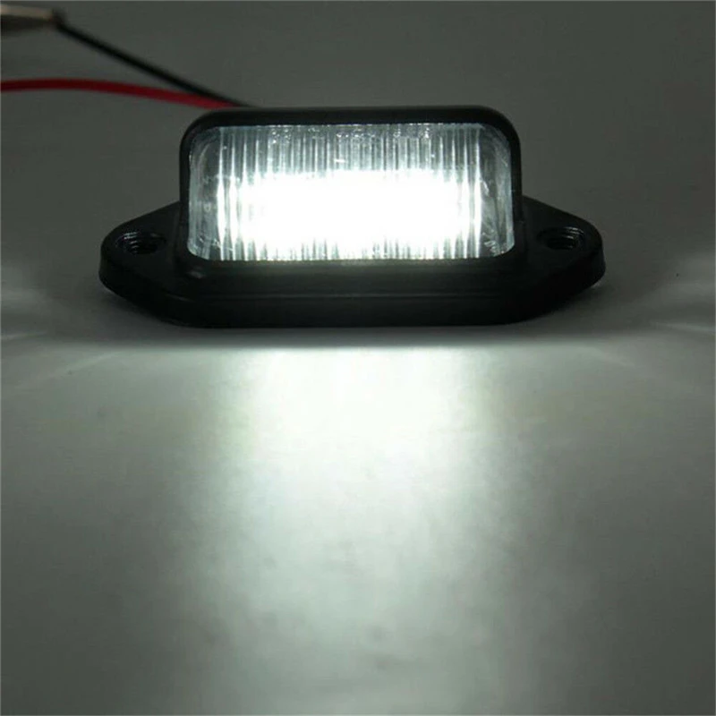 

2pcs 6 LED Surface License Plate Number Light Tag Interior Step Trailer Truck 6 LED Durable High Quality Car Accessories