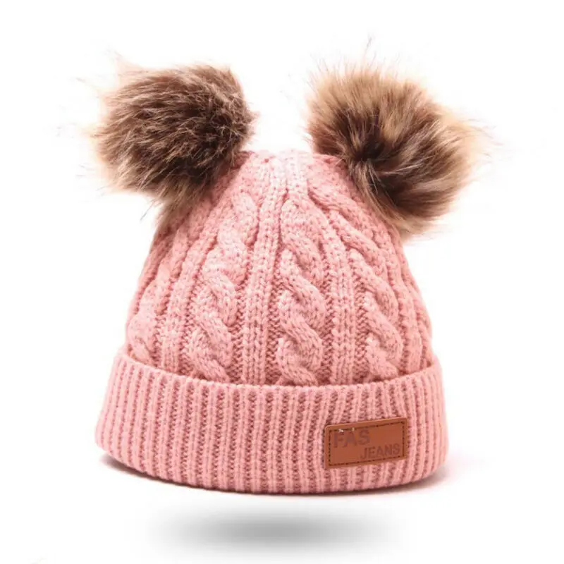 Newborn Kids Baby Boys Girls Fur Pom Hat Winter Warm Knit Bobble Beanie Cap New | Детская одежда и обувь
