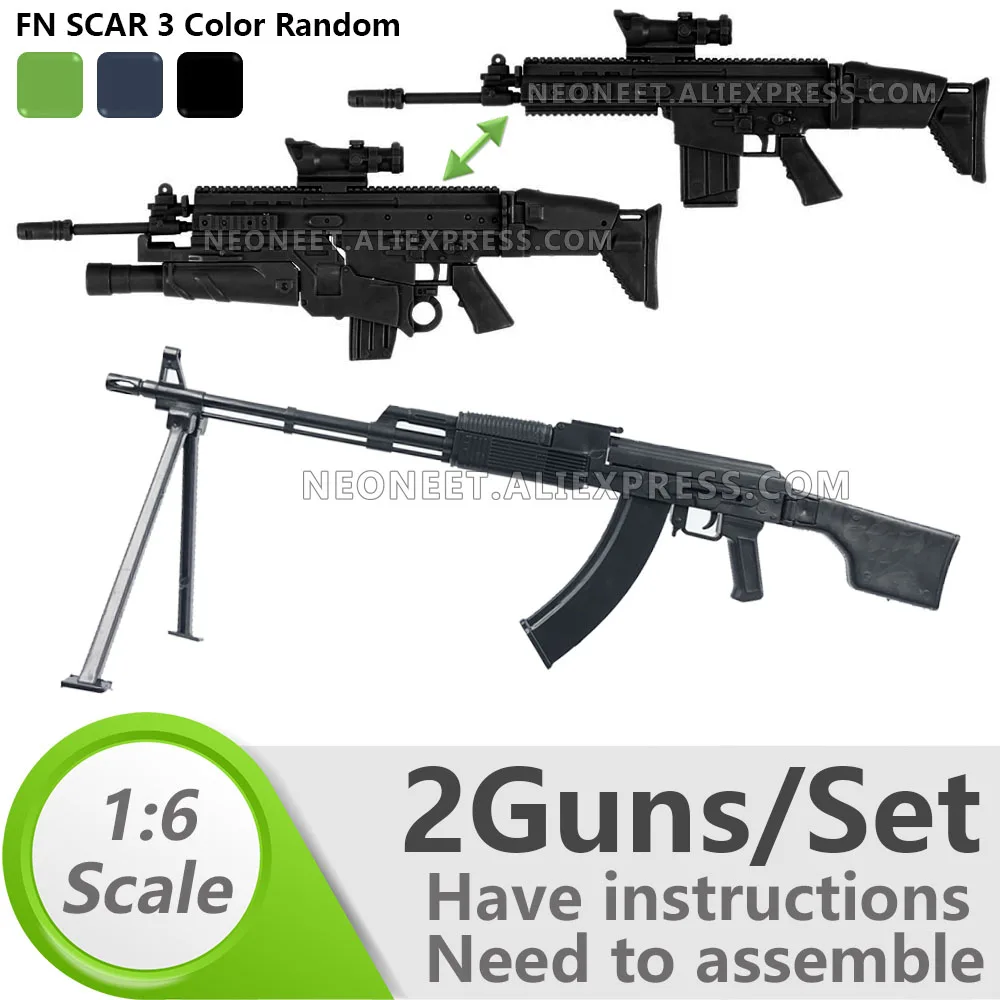 

1:6 1/6 Scale 12 inch Action Figures Machine Gun RPK74 Rifle FNSCAR Grenade Launcher Model Gun Toy For 1/100 MG Gundam Model