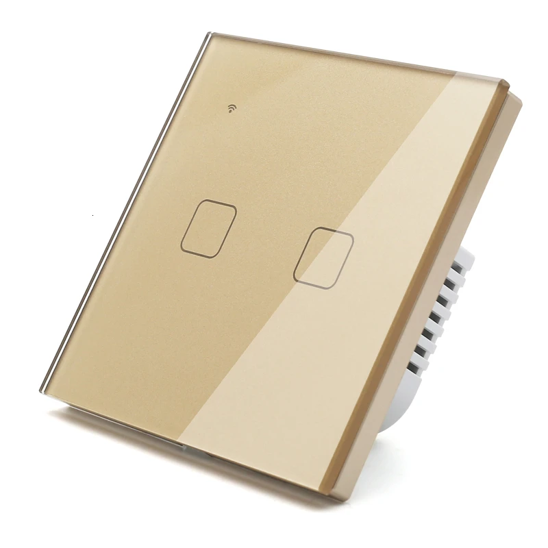 WIFI сенсорный светильник настенный выключатель Золотое стекло синий светодиод