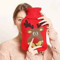 1000ml cute elk hot water bottles portable thick rubber winter warm hot water bag girl warms hands and belly winter essential
