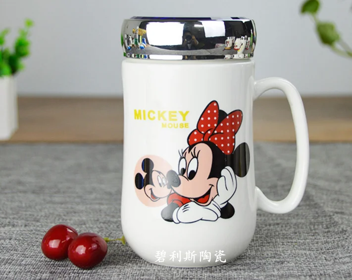 Новый 350 мл Disney Микки и Минни Маус керамика кружка с крышкой домашнего офиса чашки